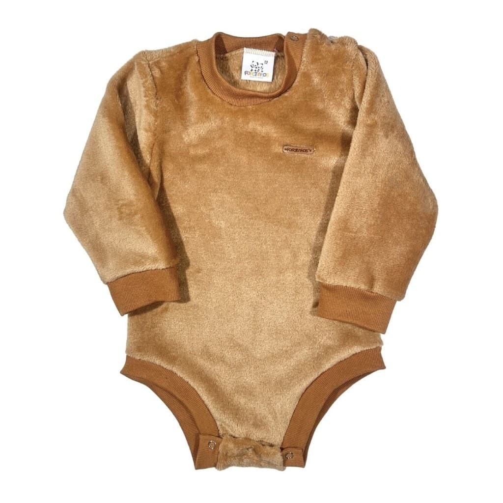 Body Básico Fleece Liso Bodie Manga Longa Peluciado Quentinho Bebê Menino Menina Inverno