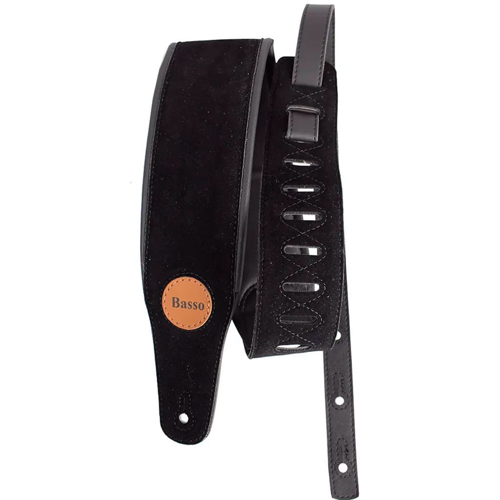 Correia Violão Basso Fb 01 Suede Preta Original Alça Ajustável Baixo Guitarra Violão Confortável