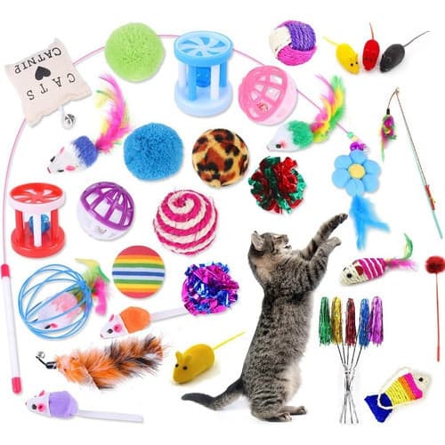 Kit 8 Brinquedos para gatos Brinquedo Interativo Para Gato Brinquedos sortidos Com Varinha Diversão
