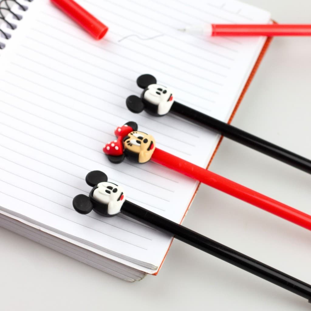 Caneta em Gel Mickey e Minnie Papelaria Fofa Aesthetic Kit com 3/6/9/12 Peças Ponta Fina Divertida