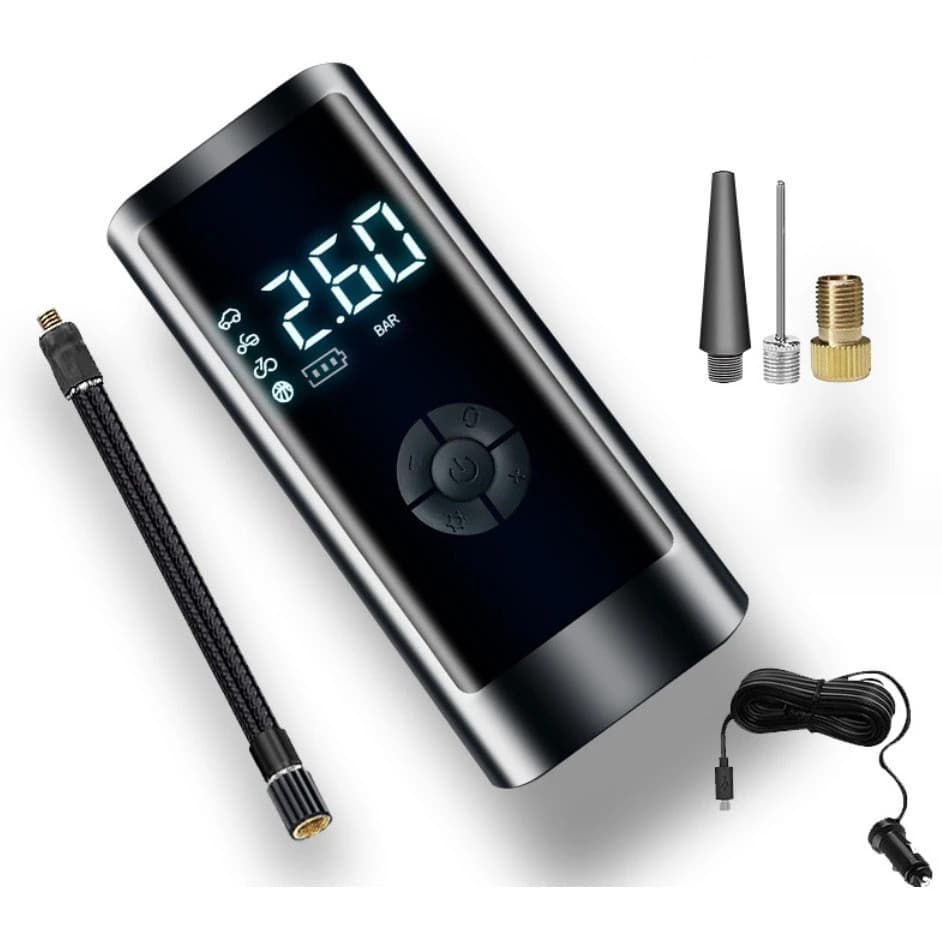 Mini Compressor de Ar Portátil Recarregável Digital Calibrador para Pneus Carro Moto Bicicleta e Bolas Envio Imediato