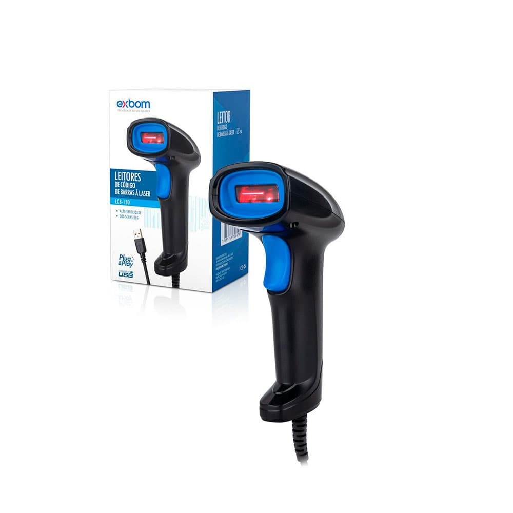 Leitor de Código de Barras Exbom, Laser, com Conexão USB, Padrão Febraban, LCB-180