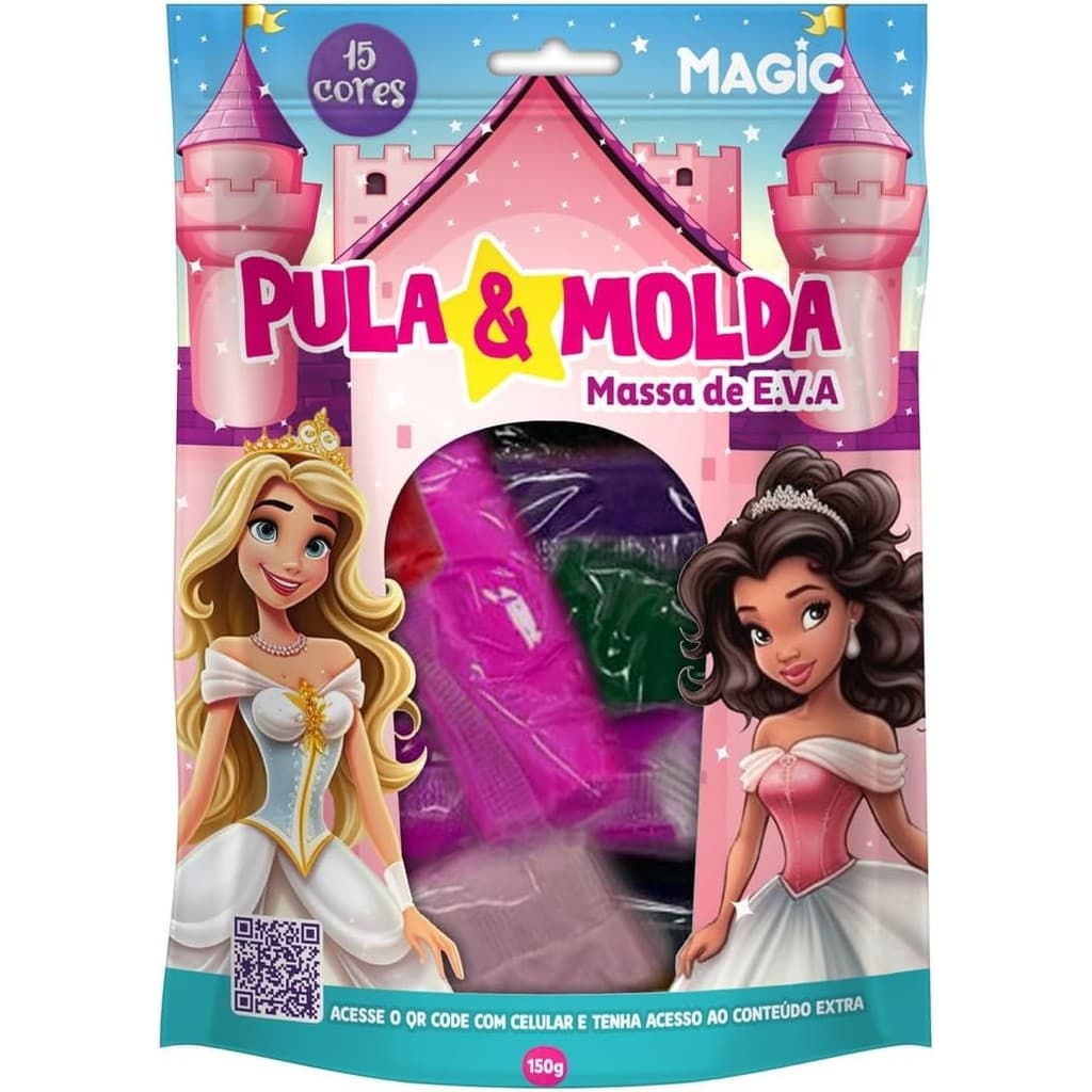 Pula & Molda - Massa de E.V.A - 15 Cores - Princesas