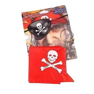 Kit Tapa Olho Pirata Com Bandana E Argola
