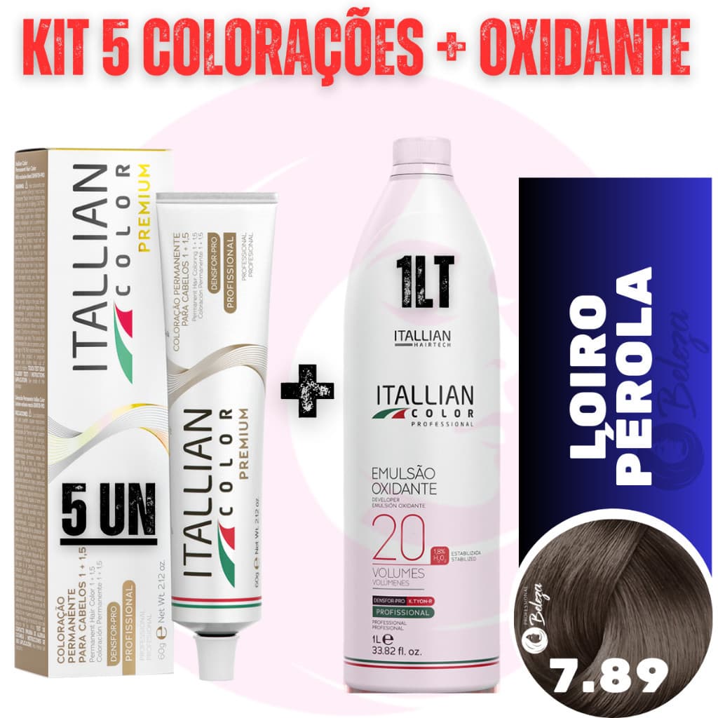 Kit 5 Tinta + Ox 20v Louro Perola 7.89 Coloração