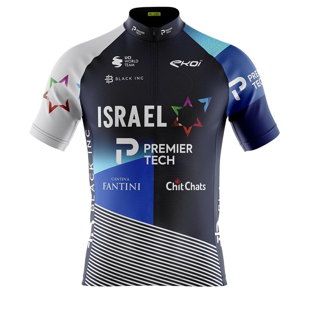 Camisa Ciclismo Camiseta Ciclista Roupa de Ciclismo Masculina Pro Tour Israel Azul Com Bolsos UV 50+