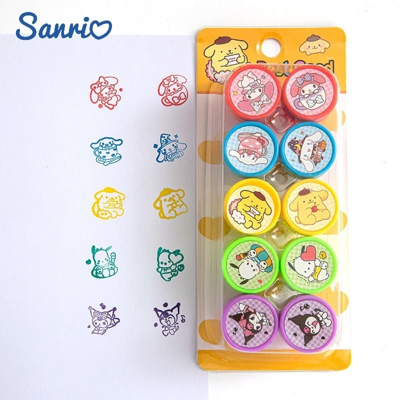 Promoção Conjunto De Carimbo De Cartão Sanrio , Medalha Fofa Para Crianças , Broche De Desenho Animado , Presentes De Pa