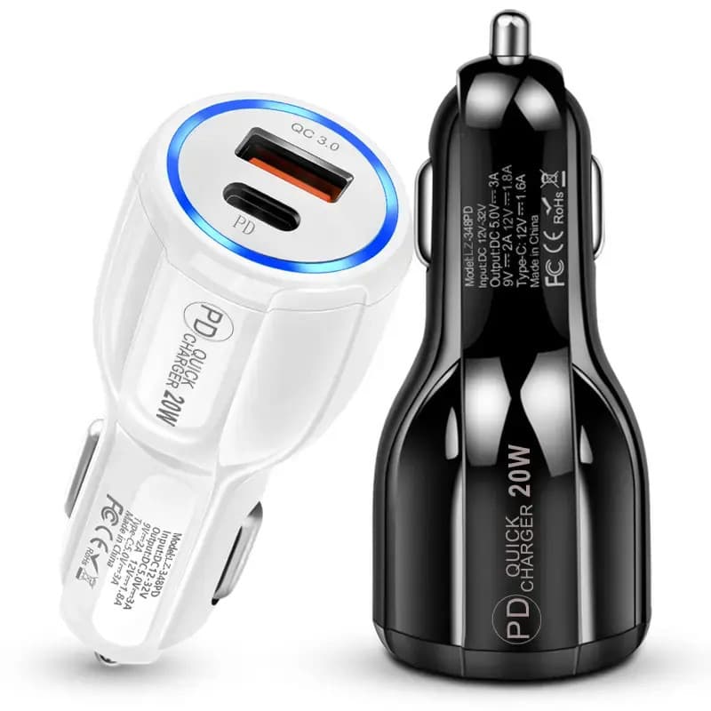 Carregador de celular para carro 48W Turbo de carregamento rápido interface USB + Tpye C carregador veicular RAPIDO