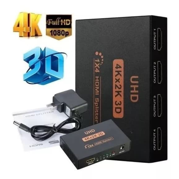 Splitter Hdmi Divisor 1 Entrada 4 Saídas 4K  1X4 3D