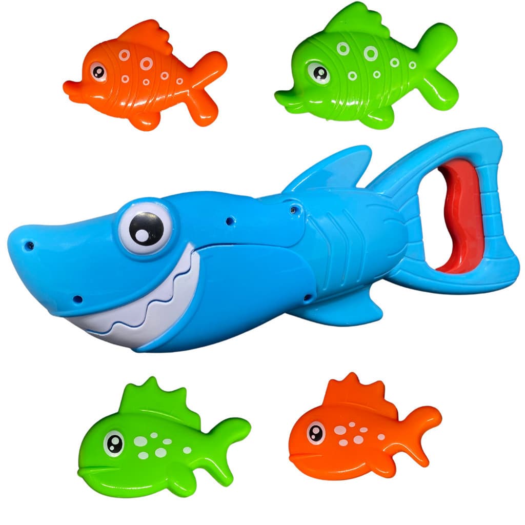 Brinquedo Banho Tubarão Água Pega Peixinhos Peixes Banheira Praia Piscina Criança Brincadeira
