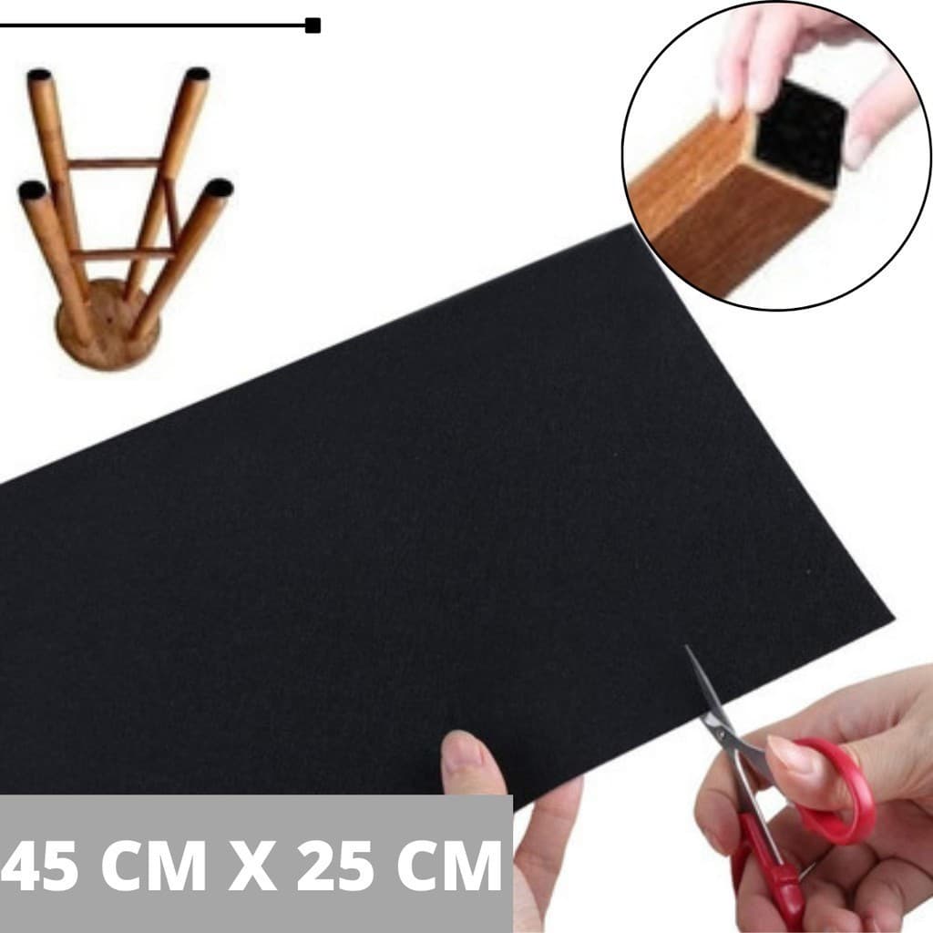 Feltro Protetor Piso Pé Cadeira Pé Mesa Para Não Riscar Piso Adesivado Recortável 45cm X 25cm