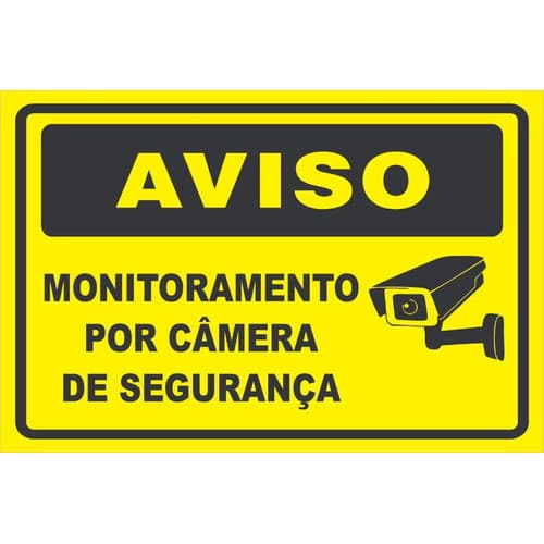 Placa Aviso Monitoramento Por Câmera De Segurança 60x4cm Resistente Alta Qualidade