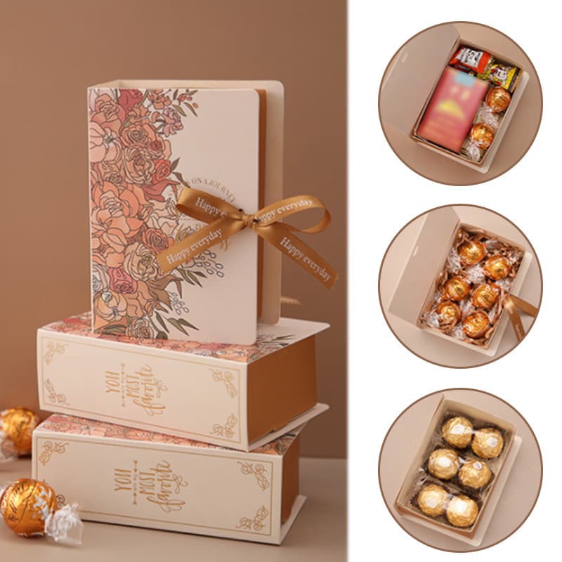 5 Pçs Forma De Livro Caixa De Presente Papelão Doces Chocolate Embalagem Para Casamento Aniversário Dia Das Mães