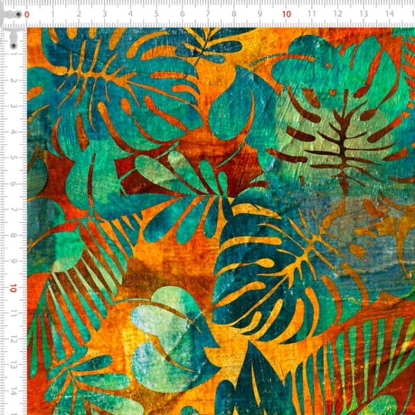 Tecido Sarja Estampada Impermeável Costela de Adão Tropical  (0,50 x 1,50 mts)