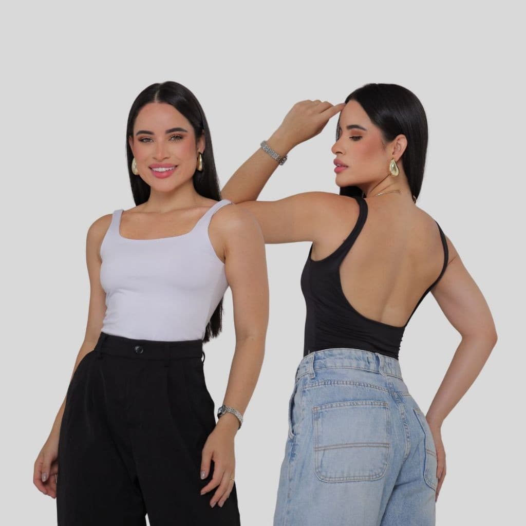 Kit 2 Blusas Cropped Alcinha Feminino Costas Nua – Arrase no Estilo e Conforto!