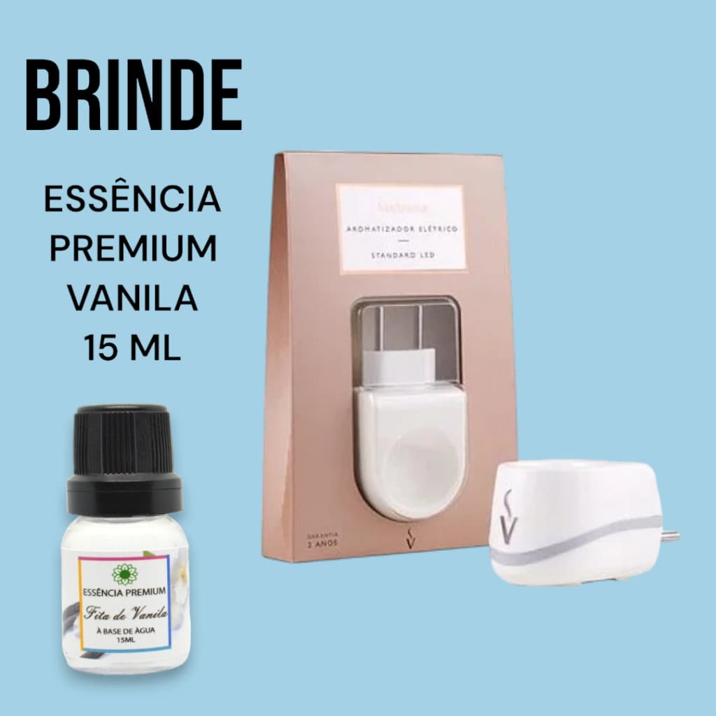 Difusor Aromatizador Elétrico Standard Bivolt Via Aroma e Essência Fita de Vanila 15 ml