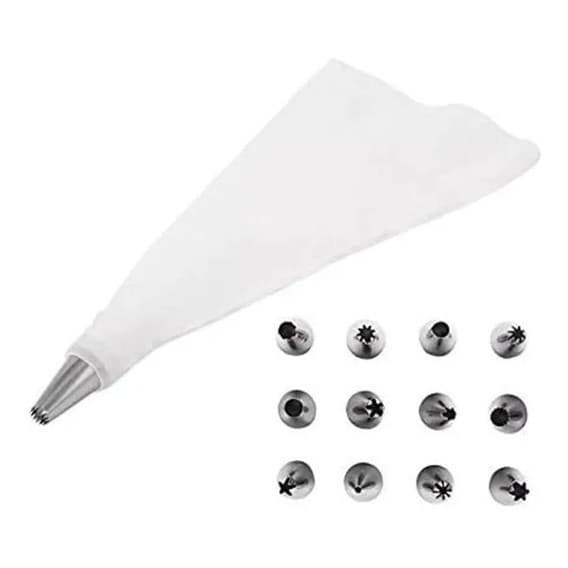 Bico Para Confeitar Bolo Com Bisnaga Saco de Confeitaria Confeiteiro Inox Kit Com 12 Bicos Confeitaria Cupcake Decoração