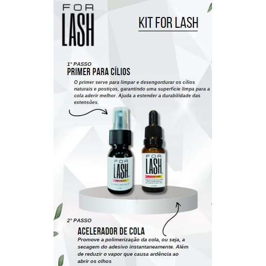 Kit Extensão de Cílios @FOR.LASH (Prime + Acelerador de Cola e selagem de cola de cílios)