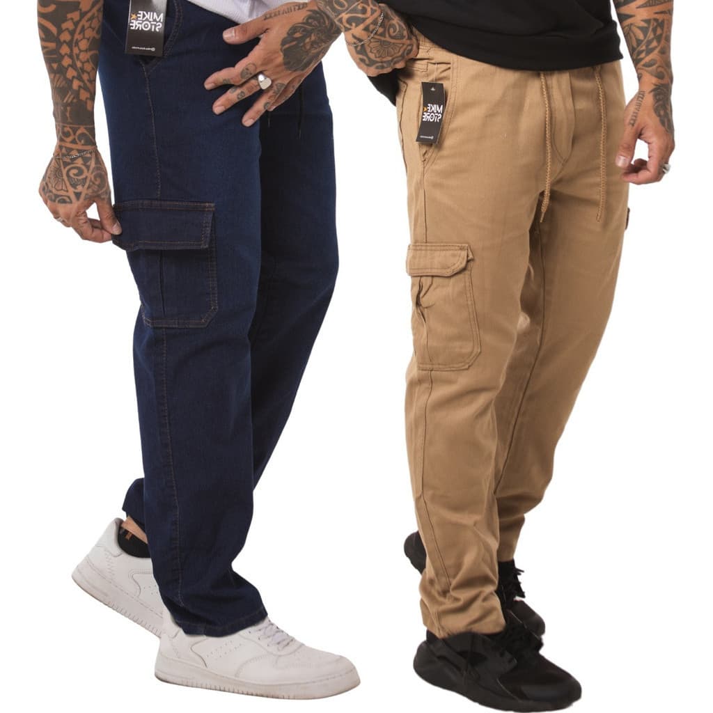 2 Calças Cargo Moda Masculina Bolso Lateral Street  Sk8