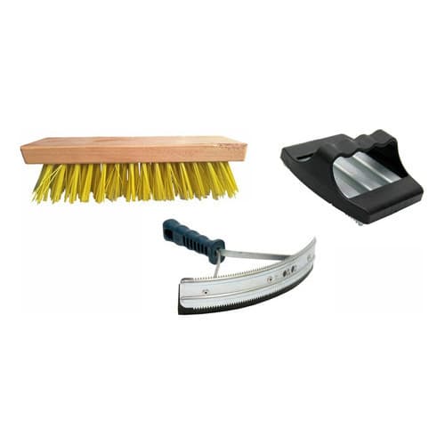 Escova + Rodo Raspador + Raspadeira - Kit Limpeza Equinos.