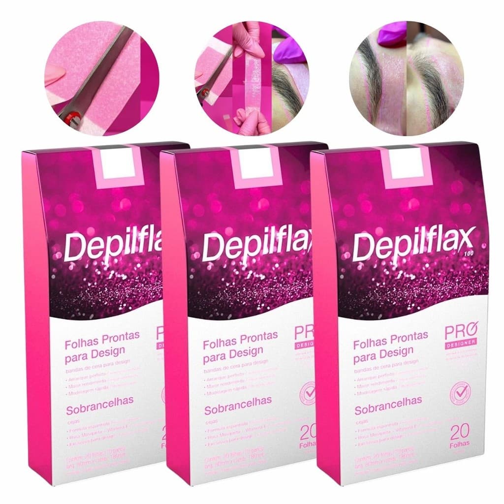 Kit 3 Caixas De Folhas Prontas Para Design De Sobrancelhas Depilflax