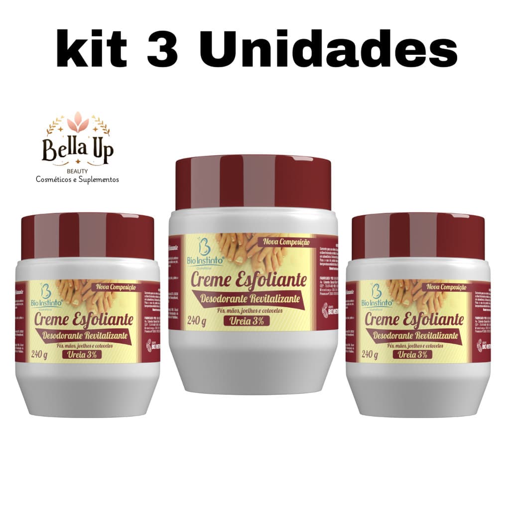 Kit 3 Unidades Creme Esfoliante Desodorante Bio Instinto 240g