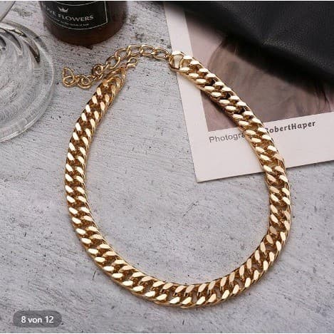 Colar Elos Corrente Dupla Grumet Lixada Banhado a Ouro 18k Para Presente