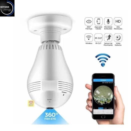 Exclusivo Camera Ip Seguraca Lampada vr 360 Panoramica Wifi V380 Infravermelho HD Lançamento novidade