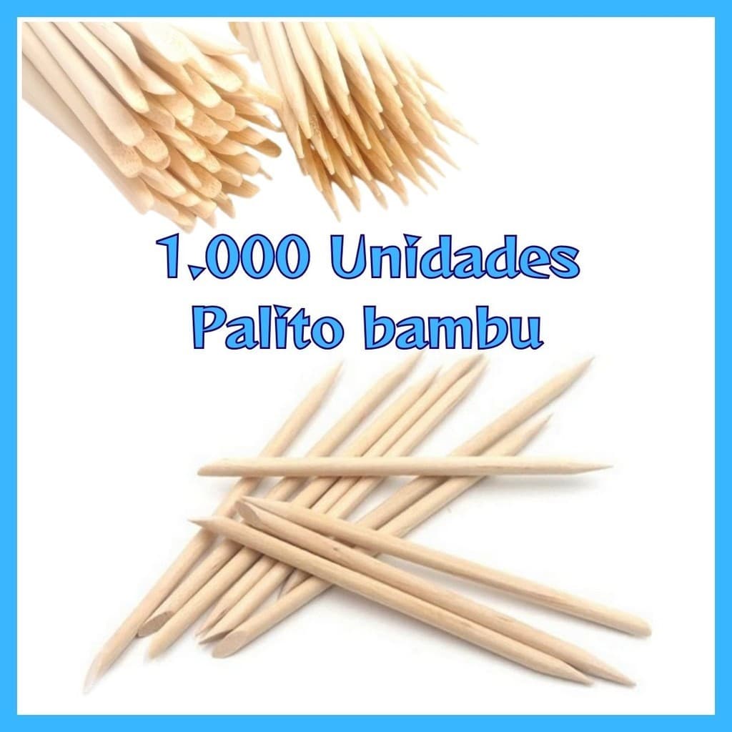 1000 Palito de Unha Bambu Ponta e Chanfro - Resistente- O melhor