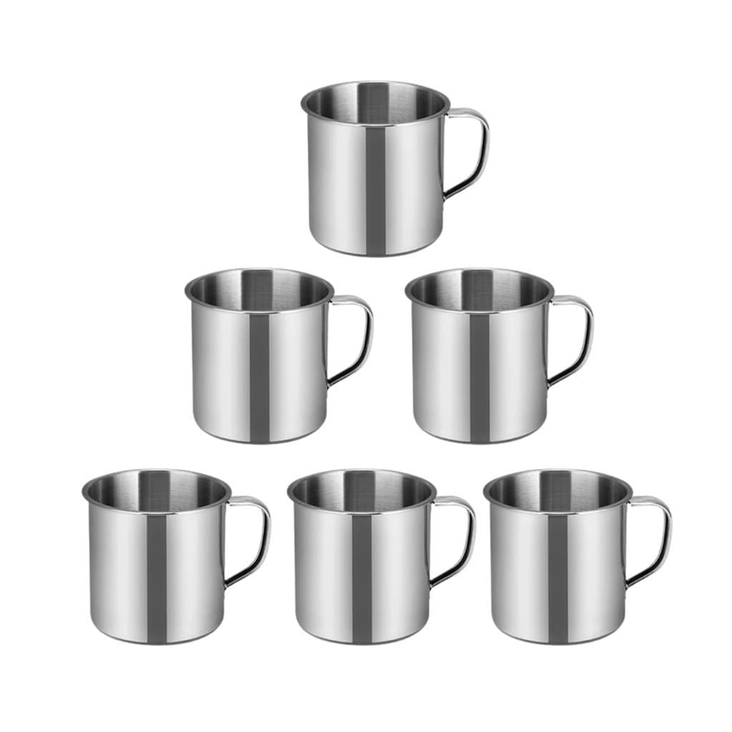 Kit Conjunto com 6 Caneca Inox Xícara Lisa Polida um Toque de Elegância Cozinha 320ml