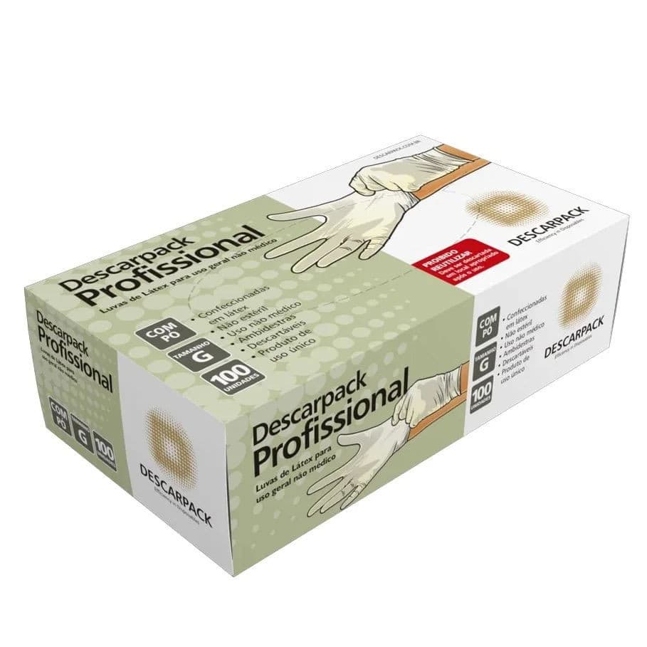 Luva Latex Profissional Nao Medica Com Po 100 UN Descarpack