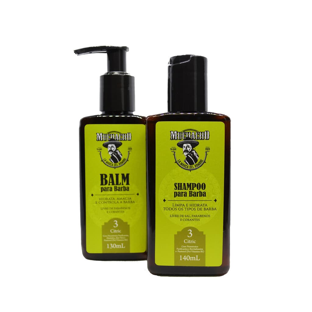 Kit Shampoo para Barba + Balm para Barba - Muchacho Citric