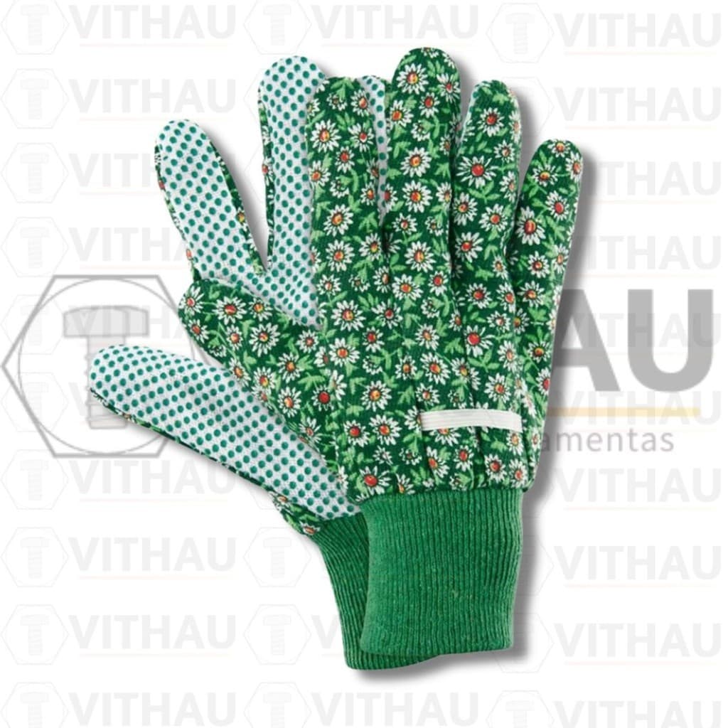 Luva anti derrapante estampada de algodão para Jardinagem com punho elástico Palisad- Tamanhos