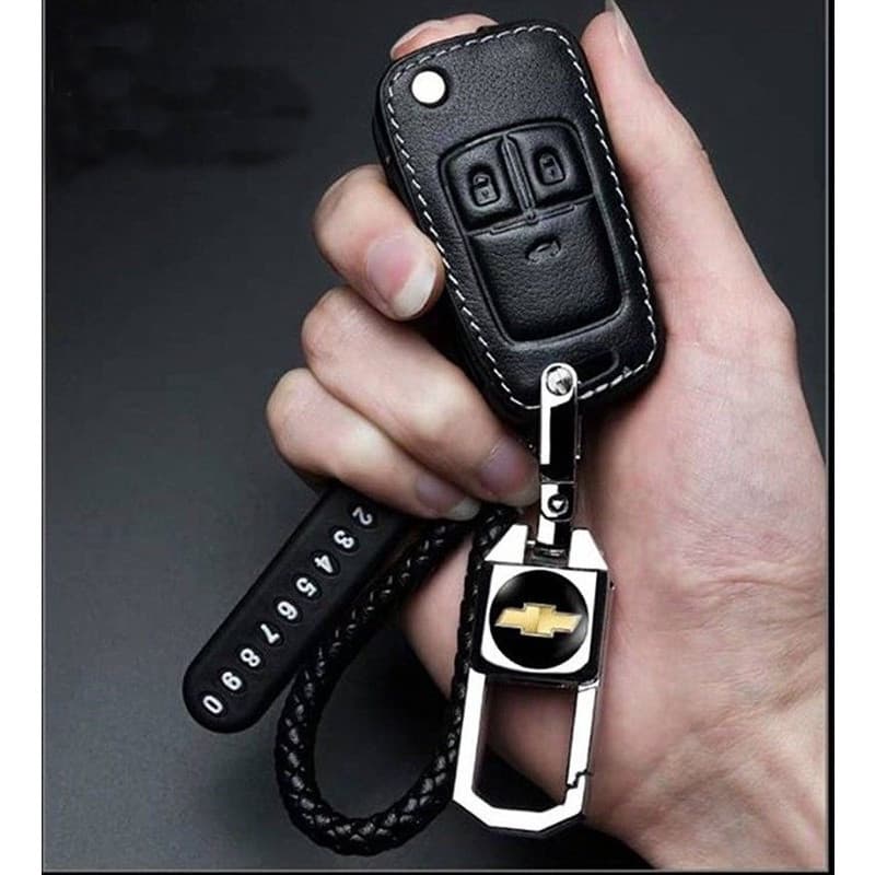 Capa de Chave de Carro de Couro de Alta Qualidade com Logotipo de Metal/Acessórios de Chaveiro para Chevrolet Malibu Tra