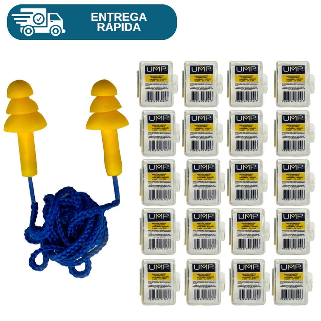 Kit 50 Protetor Auricular Tipo Plug Copolímero Para Ouvido Abafador De Ruidos Protetor Auditivo