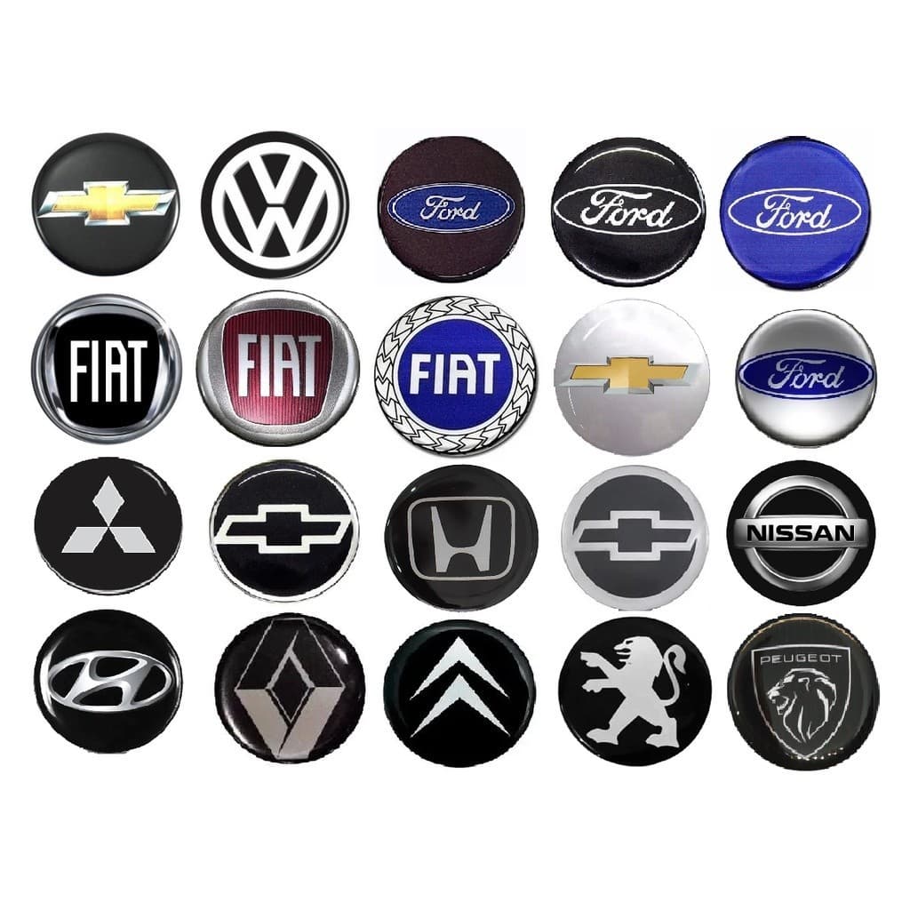 KIT 4 EMBLEMAS ADESIVO RESINADO BOTONS 48MM CALOTAS RODAS CARRO