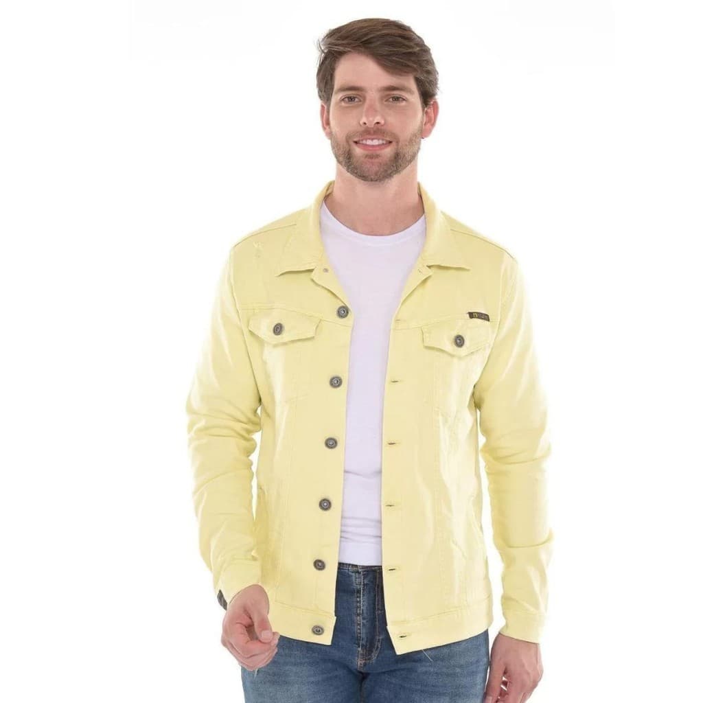 Jaqueta  Masculina Casual Slim  Moda Básica  Amarelo Claro