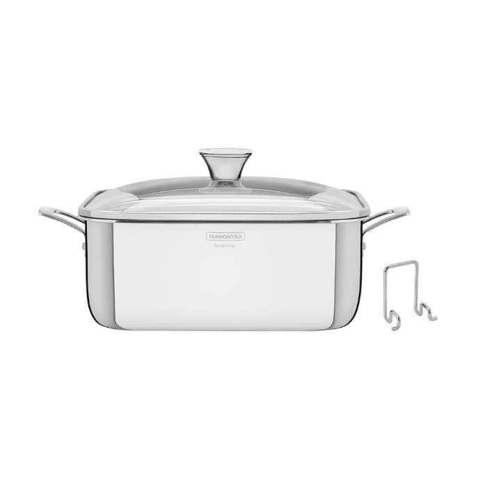 Caçarola Aço Inox com Suporte para Tampa de Vidro Fundo Triplo 7,3L Grano Tramontina 62144/260