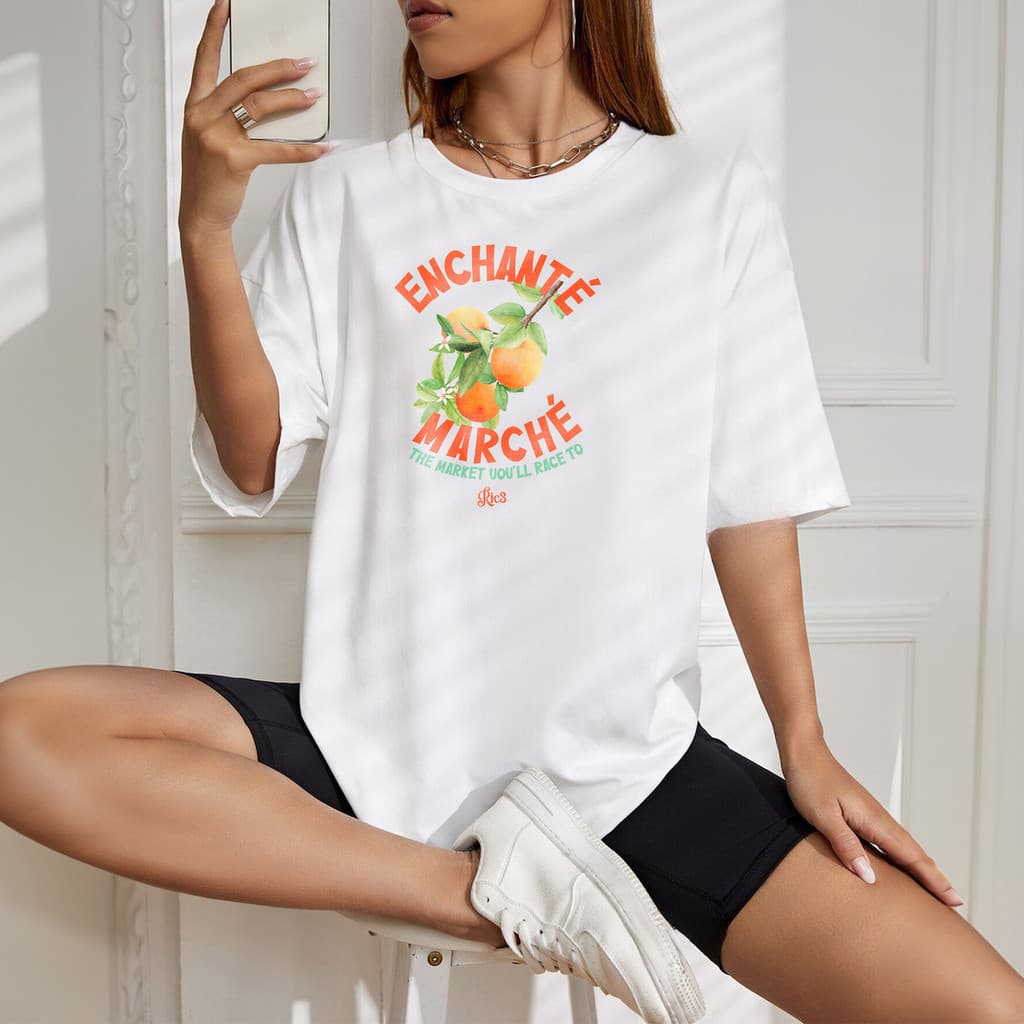T-Shirt Estilosa Feminina Camiseta Basica 100% Algodão Puro Enchanté Marché