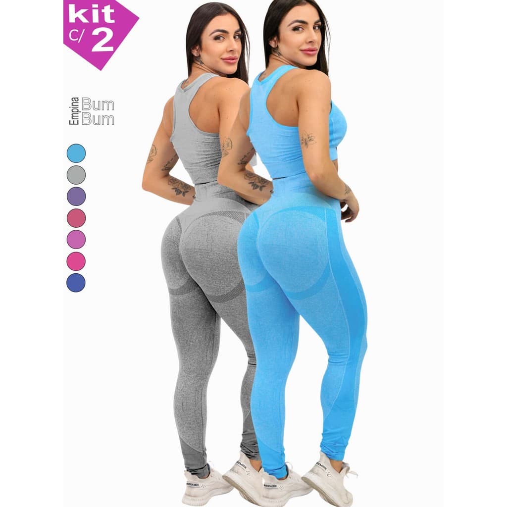 Calça Legging Esportiva Academia Yoga Levanta Bumbum Sem Costura Cintura Alta