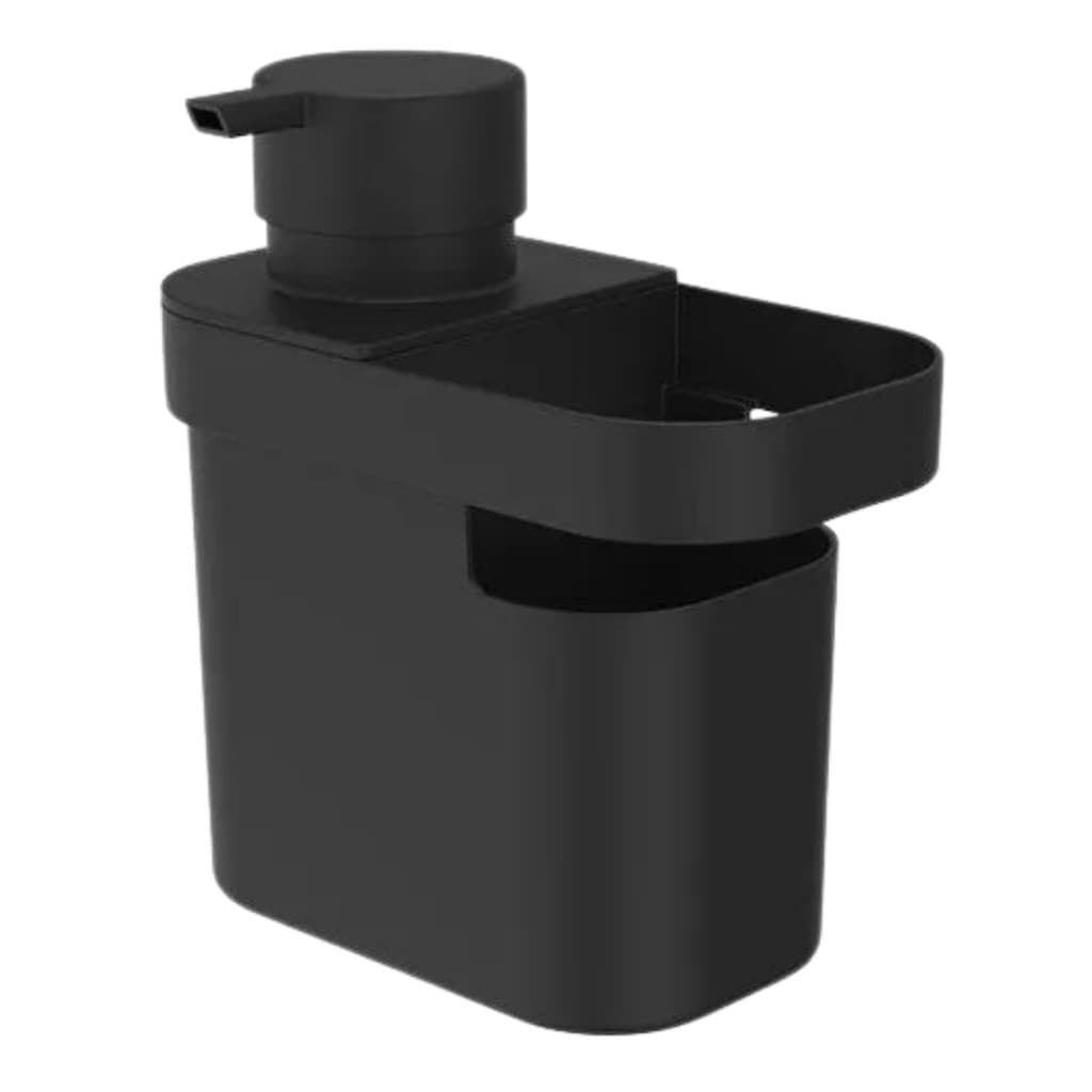 Dispenser Porta Detergente Bucha Buchinha Com Organizador De Pia 650ml Cozinha Preto OU
