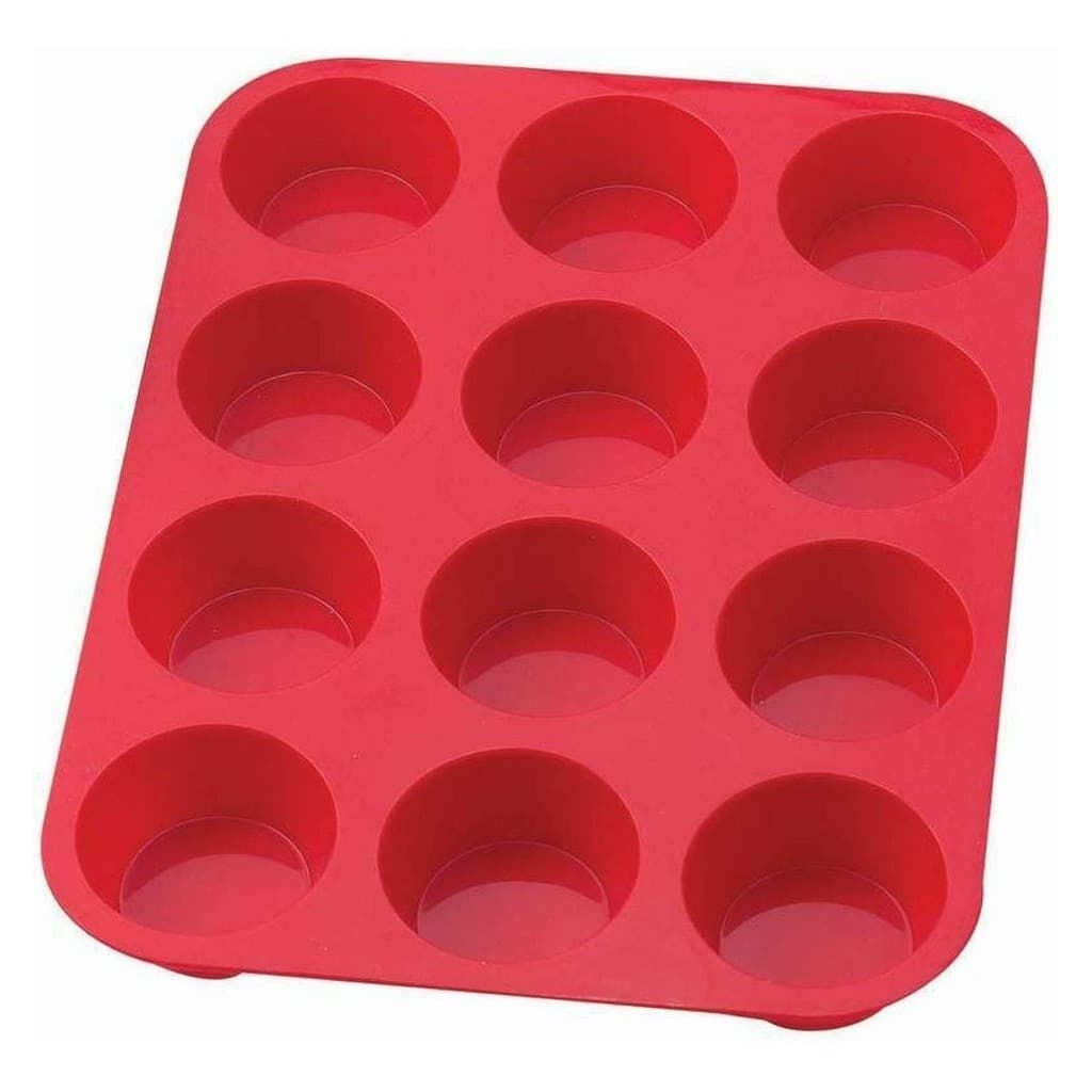 Forma De Silicone Cupcake 12 Cavidades Vermelho Ke Home