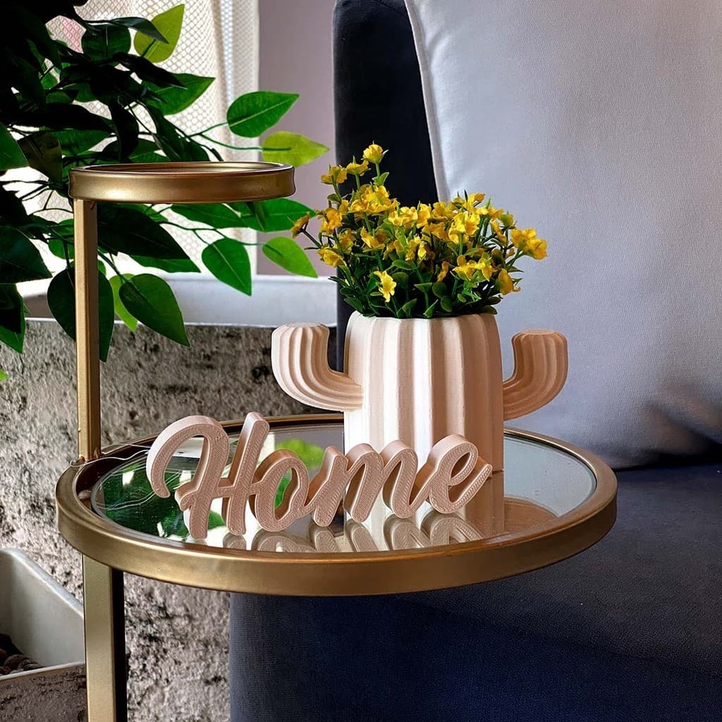 Vaso Cachepot em Formato de Cactus com Palavra Home - Vaso para Cactus Suculentas