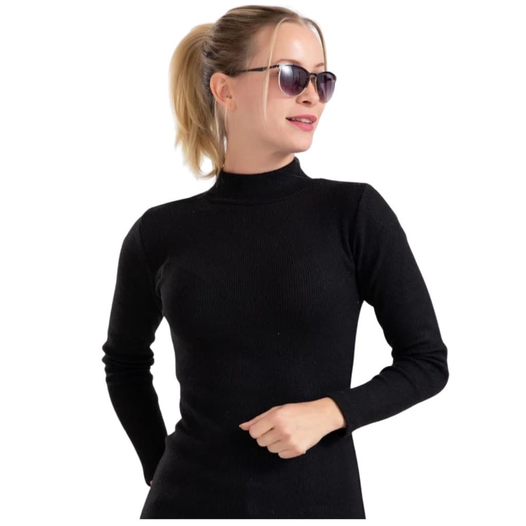 Blusa Camiseta Feminina Cacharel Gola Alta Segunda Pele Manga Longa do P ao GG