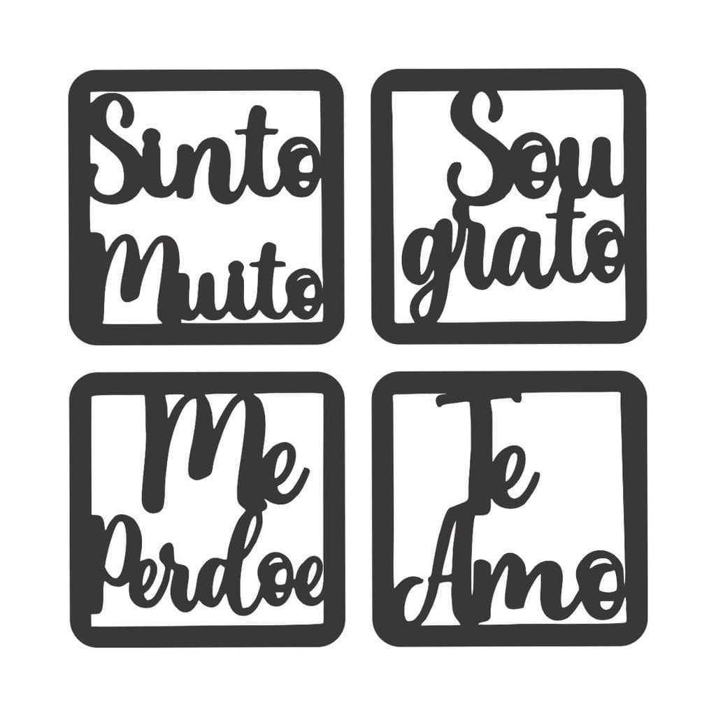 Quadro Decorativo Frases Hoponopono MDF 3mm Preto Fosco
