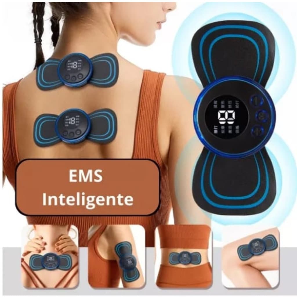 Massageador EMS Portátil Recarregável Elétrico Cervical Muscular Pescoço Coluna Pernas Relaxamento