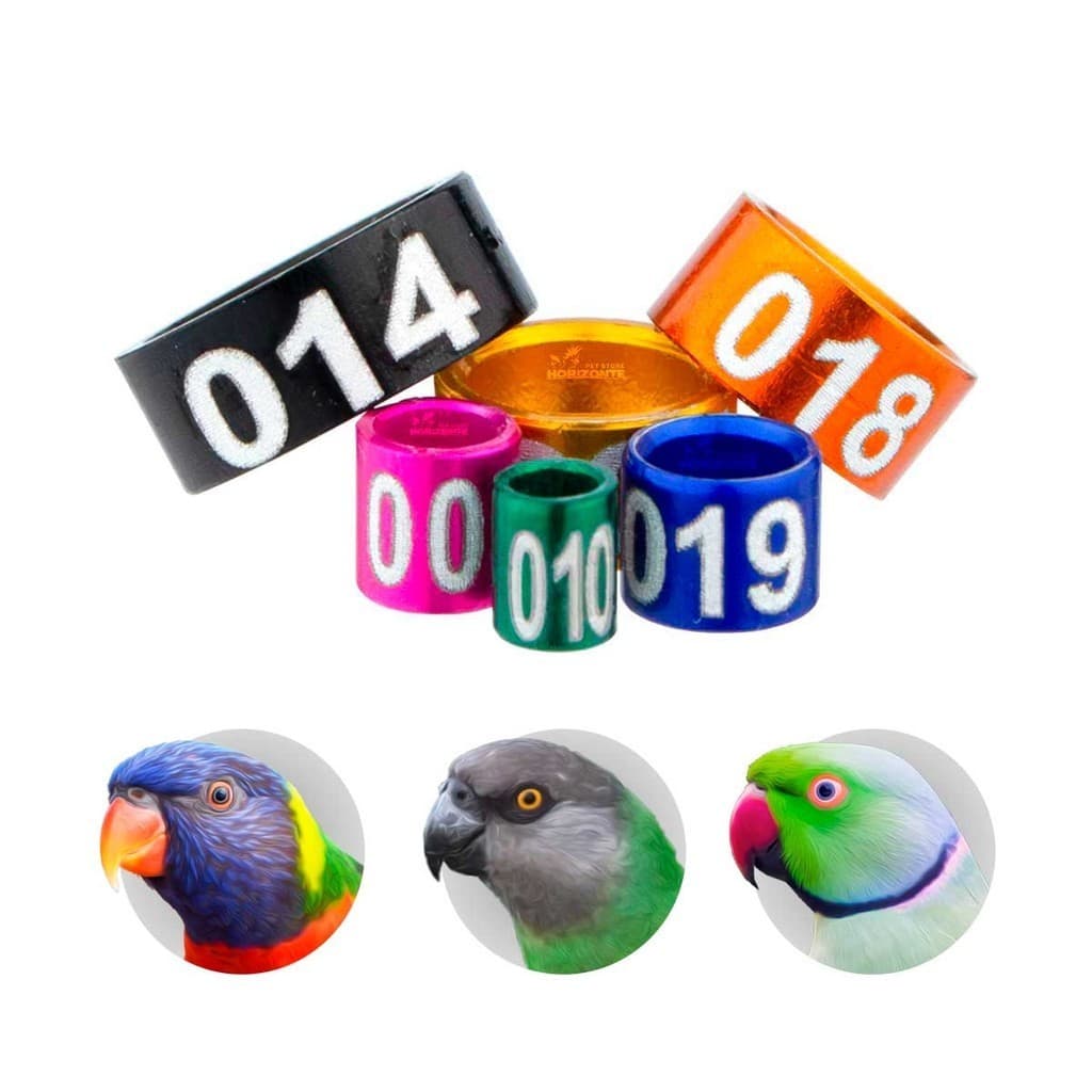 Anilhas 7.5mm Ring Neck de Alumínio Colorida Fechada Marcação Número Identificação - 10 unidades