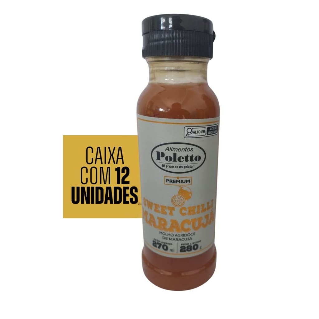 12 UNID - Molho Sweet Chilli MARACUJA Poletto Gourmet 280g