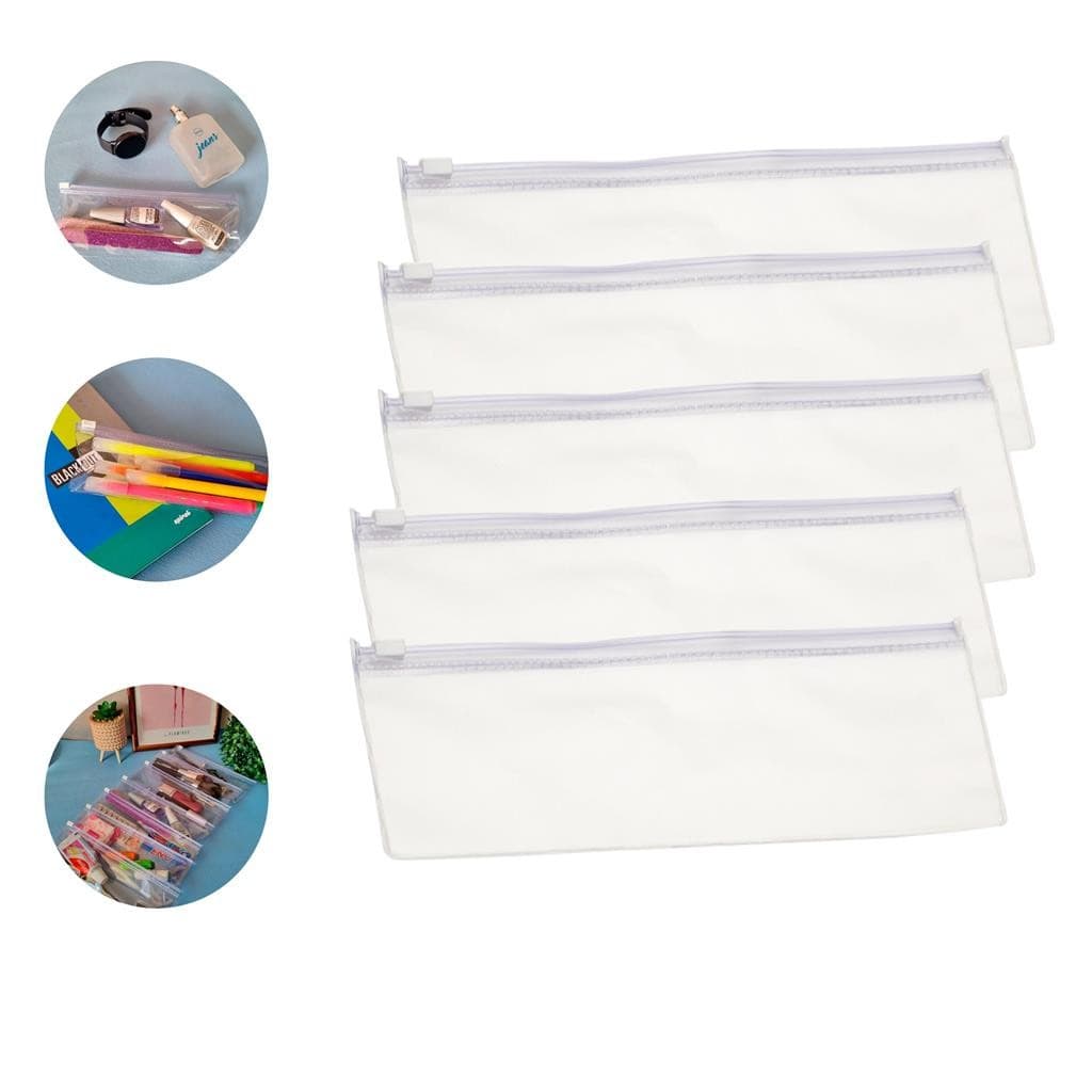 Kit 60 Estojo Zip Zap Organizador Porta Lápis Maquiagem