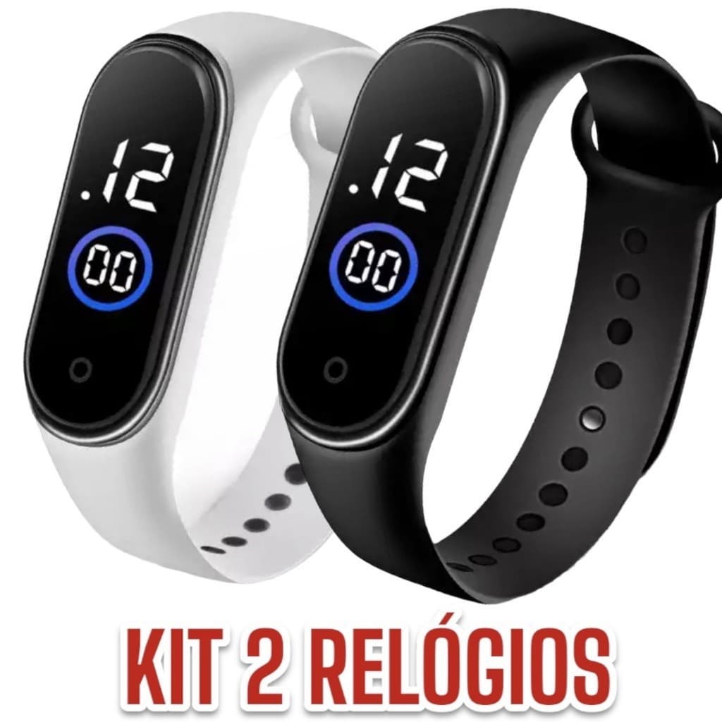 KIT Relógio Miband Digital Masculino Feminino A Prova De Água